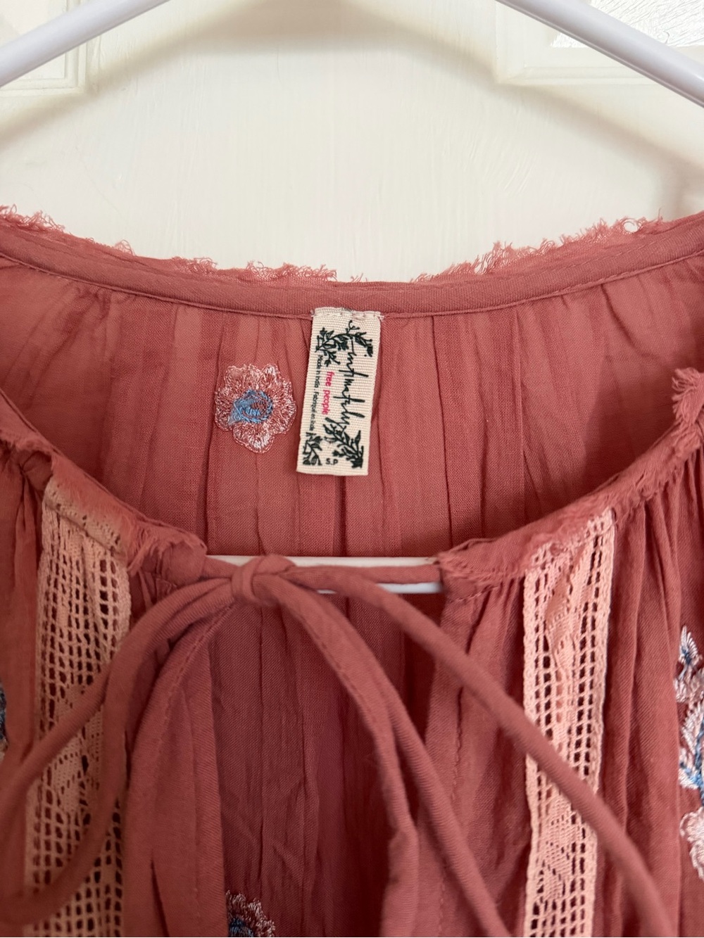 Free People Bohemian Embroidered Long Sleeve Maxi Dress - Dusty Rose - Picture 5 of 12